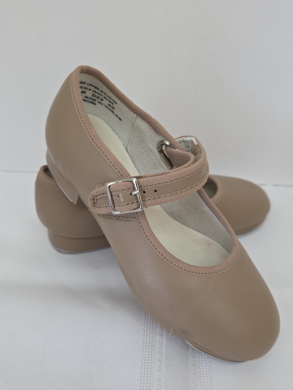 Capezio Kids Mary Jane Tap Shoes Sz 12.5 Taupe Dance